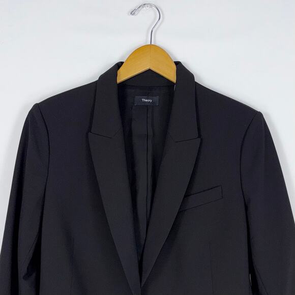 Theory Women's Staple Classic Career Wool Blend Blazer Size 10 Black - Picture 4 of 16